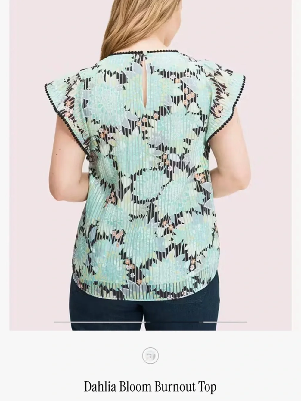 NWOT Kate Spade Dahlia Bloom Burnout Mint Floral Pleated V-Neck Small Top